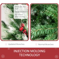 HOMCOM 6ft Snow-Dipped Artificial Christmas Tree w/ Red Berries Metal Base Home Season Decoration Holiday Elegant Traditional(m-8)