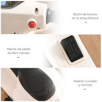 HOMCOM Motocicleta Infantil con Faro Bocina y 4 Ruedas Moto Eléctrica Vespa para Niños con Licencia 66,5x38x52 cm Blanco(m-5)