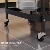 HOMCOM Carucior de Bucatarie cu Cos de Depozitare, Sertar Retract(m-5)