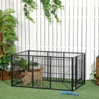 PawHut Parque para Perros de 6 Paneles Valla Metálica para Mascotas con Ancho Ajustable 82,5-150x79x61 cm Negro(m-2)