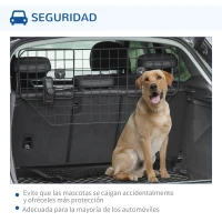 PawHut Barrera Protectora de Coche para Perros para Vehículo Universal Barrera Protectora Metálica Extensible para Asientos Traseros Maletero Equipaje Automóvil 90-120x40,5 cm Negro(m-7)