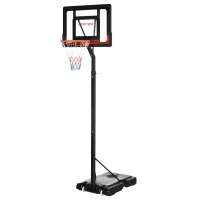 SPORTNOW 2.6-3.1m Adjustable Basketball Hoop and Basketball Stand w/ Backboard and Weighted Base, Portable on Wheels, Black(m-11)