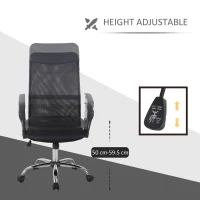 HOMCOM Swivel Office Chair Mesh Fabric Executive Chair Seat Home Desk Chairs Armchair with Wheel, Black(m-4)