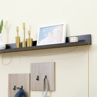 HOMCOM Ensemble de meuble d'entrée avec banc à chaussures, meuble à chaussures, 4 patères et étagère pour l'entrée, noir et naturel(m-8)