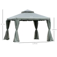Outsunny Gartenpavillon Pavillon Gartenzelt Festzelt Partyzelt mit 4 x Seitenwand wetterfest Aluminium Polyester Grau 3 x 3 x 2,7 m(m-3)