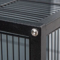 PawHut Jaula para Pájaros con 4 Ruedas Pajarera Metálica con Múltiples Puertas 4 Comederos Bebedero 2 Perchas 79x52x137cm Negro(m-9)