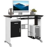HOMCOM Computer Desk with Sliding Keyboard Tray, Storage Drawers and Host Box Shelf, Home Office Desk, Study Workstation, 100 x 52 x 75cm, Black(m-1)