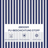 Outsunny Sonnenmarkise Markise Terrassenmarkise, inkl. Handkurbel, wetterbeständig, 350 cm x 290 cm, Blau + Weiß(m-6)