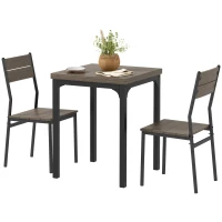 HOMCOM Three-Piece Minimal and Compact Dining Set, Grey Wood Grain(m-11)