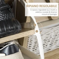 HOMCOM Scarpiera Salvaspazio per 8 Paia di Scarpe con 2 Ante e Armadietto in Legno, 80x25.5x112.5cm, Bianco(m-5)
