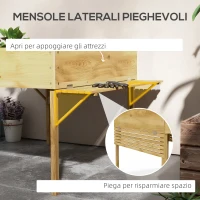 Outsunny Orto Rialzato in Legno con 2 Ripiani Pieghevoli e 12 Zone Separate, 122x91.5x89cm, Legno Naturale(m-5)