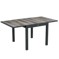 Outsunny Extending Garden Table, Outdoor Dining Table for 6, Aluminium Frame Rectangular Patio Table with Plastic Board Tabletop,80/160L x 80W x 75H cm, Grey(m-1)