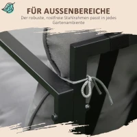 Outsunny Gartenmöbel-Set, 1 Glastisch, 2 Sessel. 1 Sofa, wetterbeständig,114 cm x 70 cm x 67 cm, Grau+Schwarz(m-6)
