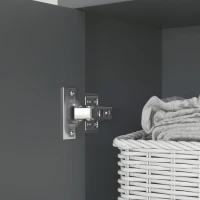 HOMCOM Colonna Bagno Moderna con Cassetto e Armadietti in Legno e Lega di Alluminio, 40x24x160 cm, Grigio(m-9)