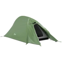 Outsunny Double Layer Camping Tent, 1-2 Man Backpacking Tent with Carry Bag, 2000mm Waterproof and Lightweight, Green(m-1)
