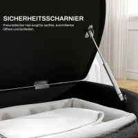 HOMCOM Hocker mit Stauraum, Sitztruhe, gepolstert, soft-close Deckel, Samtoptik, 120 x 46 x 42 cm, Dunkelgrau(m-5)