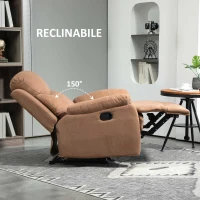 HOMCOM Poltrona Relax Manuale Reclinabile a 150° con Poggiapiedi in Tessuto, 93x88x102cm, Marrone Scuro(m-4)