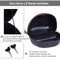 HOMCOM Baúl Moto Universal 52L + Llaves y Accesorios Equipaje Caja de Moto Topcase Casco para Motocicleta Ciclomotores Scooter(m-5)