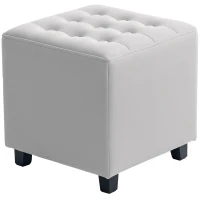 HOMCOM Velvet-Feel Square Ottoman - Light Grey(m-11)