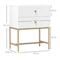 HOMCOM Elegant Two-Drawer Bedside Table - White(m-3)