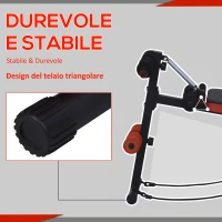 HOMCOM Panca per Addominali Pieghevole Imbottita con Altezza Regolabile e Bande Elastiche, Nera e Rossa 47x135x62cm(m-6)