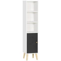 kleankin Bathroom Storage Cabinet, Bathroom Floor Standing Tallboy Unit with Adjustable Shelves and Cabinet, White(m-1)