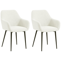 HOMCOM Set 2 Sedie da Pranzo Stile Nordico con Braccioli Crema