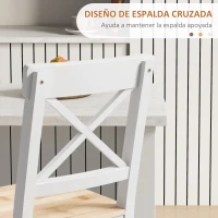 HOMCOM Taburetes Altos de Cocina de Madera Altura Asiento 60,2 cm con Respaldo y Reposapiés 41x46x97,5 cm Natural y Blanco(m-5)