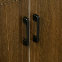 HOMCOM Armadietto Due Ante in MDF con Piano d'Appoggio in Vetro Temperato, 82x30x98 cm, Marrone e Nero(m-8)