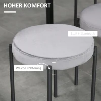 HOMCOM 4er-Set Esszimmerhocker Stapelbar Esszimmerstühle Küchenstuhl mit gepolstertem Sitz, Samtoptik Sitzhocker Samt für Küche Esszimmer Metall Grau 41,5 x 41,5 x 46 cm(m-5)