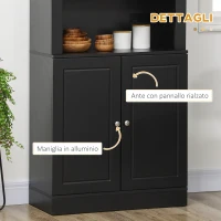 HOMCOM Credenza Cucina in Legno con Ripiani e Armadietto 2 Ante con Mensole Regolabili, 74.6x35.5x182.5cm(m-6)