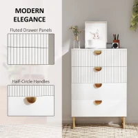 HOMCOM Elegant Chest of Four Drawers - White(m-4)