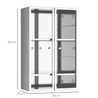HOMCOM Armoire miroir rangement salle de bain meuble mural  acier inox. Argent dim. 38L x 20l x H60 cm(m-3)