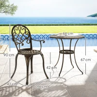 Outsunny Three-Piece Elegant Aluminium Garden Set - Bronze Tone(m-3)