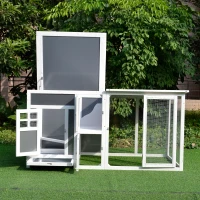 PawHut Wood Chicken Coop Hutch Hen House Cage PC Roof w/ Run Nest Box Deluxe 160 x 75 x 80 cm(m-9)