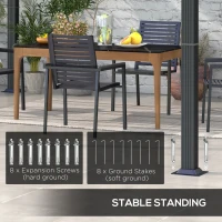 Outsunny 3 x 3(m) Retractable Pergola, Garden Gazebo Shelter with Aluminium Frame, for Grill, Patio, Deck, Dark Grey(m-7)