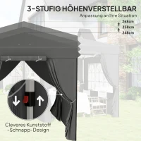 Outsunny 2,5 x 2,5 m Pop-up-Pavillon mit Seitenwänden und Transporttasche, UPF50+ höhenverstellbares Gartenzelt, Dunkelgrau(m-5)