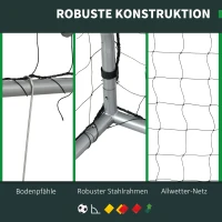 SPORTNOW Fußballtor wetterfest, robustes Netz, stabiler Metallrahmen, einfacher Aufbau, 300 x 200 x 120 cm(m-5)
