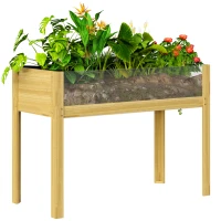 Outsunny Hochbeet, Holz-Pflanzbox mit Acrylplatten an zwei Seiten, für 118 L Erde, Wasserabflusslöcher, 110 x 50 x 80 cm(m-10)