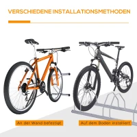 HOMCOM Fahrradständer für 4 Fahrräder Stahl Fahrradhalter mit 35-55 mm Reifenbreiten freistehender Bodenparker Abstellständer Radständer für Boden- oder Wandmontage 108,5 x 30 x 21,5cm Silber(m-6)