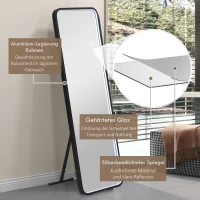 HOMCOM Standspiegel Wandspiegel Ganzkörperspiegel inklusive Wandbefestifung, 151,5 x 50 x 4 cm, Schwarz(m-8)