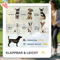 PawHut 2-in-1 Hundebuggy, abnehmbare Transporttasche, klappbarer Metallrahmen, 77,5 x 51 x 99,5 cm, Dunkelblau+Schwarz(m-4)