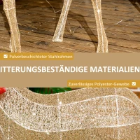 Outsunny Rentier mit roter Schleife, 137 LEDs, Weihnachtsbeleuchtung, wetterfest, 66 x 25 x 135 cm, Gold(m-6)