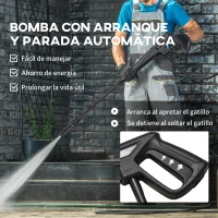 DURHAND Hidrolimpiadora 1600W Caudal 432 L/h Bomba de Aluminio Presión de 130 Bar Manguera 6m Incluye Cepillo 23.5x27x68 cm Azul(m-6)