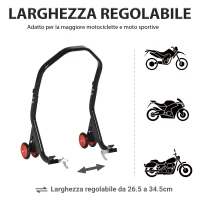DURHAND Cavalletto Alzamoto Posteriore Universale e Regolabile Cavalletto Spostamoto per Moto Sportive Fino 200kg Nero(m-4)