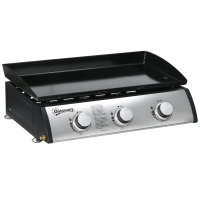 Outsunny Gasgrill mit Deckel, 3 Brennern, Fettauffangschale, antihaft-Platte, 63x47x25 cm, Schwarz/Silber
