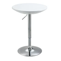 HOMCOM Table de Bar Ronde Mange-Debout Bistro pivotant Hauteur réglable 76-97cm piètement Acier métal chromé Plateau ABS Blanc(m-1)