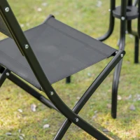 Outsunny Ensemble bistro de jardin 3 pièces 2 chaises pliables + table basse ronde verre trempé métal époxy toile en maille haute densité(m-8)