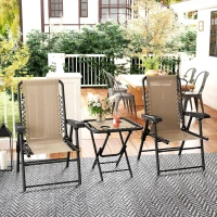 Outsunny Three-Piece Garden Table and Chair Set - Khaki(m-2)