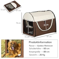 PawHut Hundebox faltbare Hundetransportbox Haustierrucksack mit Kissen Reisetasche Transportbox für Tier wasserdicht Oxfordstoff Kaffee 97 x 71 x 76 cm(m-3)